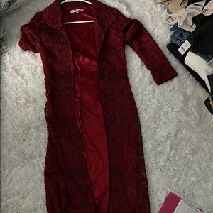 Girlfriend Collective Red Lace Jacket